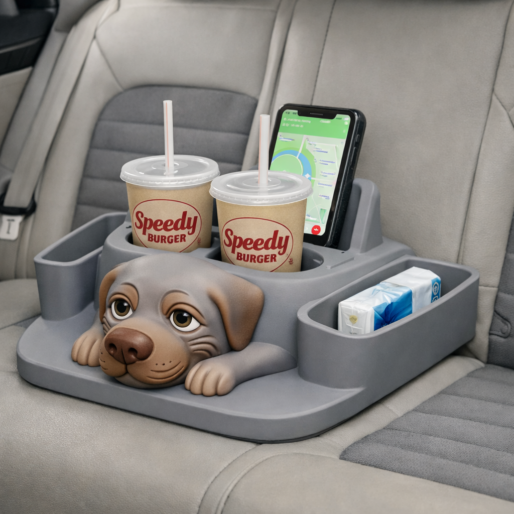 Dog Car Rear Seat Console Organizer – Universal Fit | 3D Print STL File