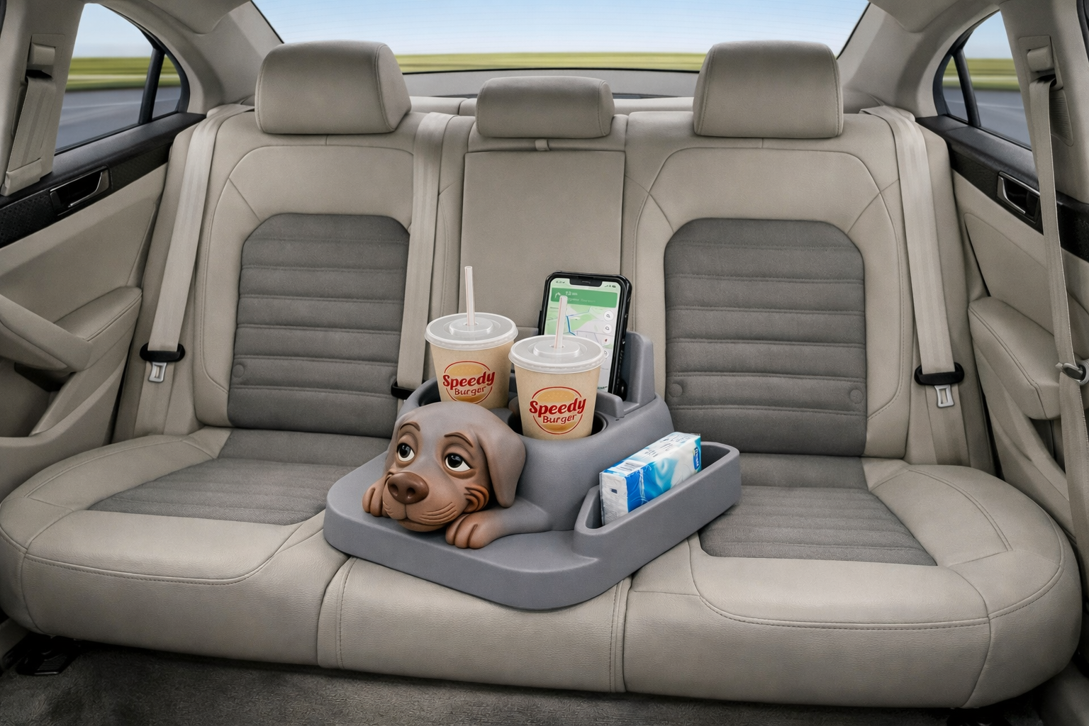 Dog Car Rear Seat Console Organizer – Universal Fit | 3D Print STL File