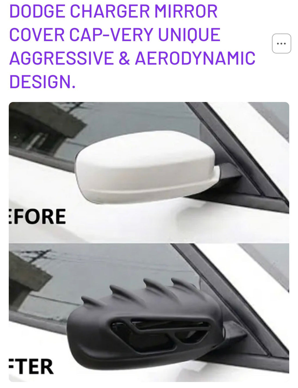 Dodge Charger Aggressive Rear View Mirror Cap Cover – STL File